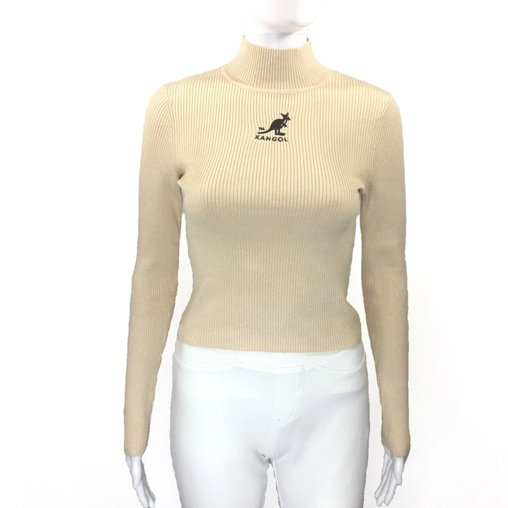 KANGOL Cable Knit Sweater- Cream‎ ribbed knit Size XS